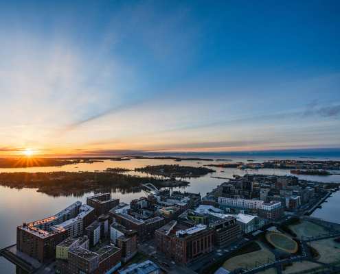 Sunrise over Kalasatama in Helsinki in November