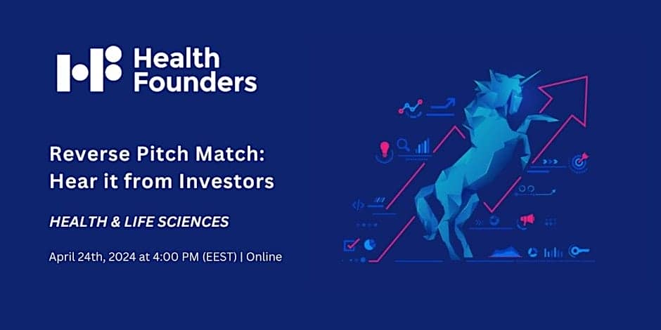 The banner of Health Founders - Reverse Pitch Match