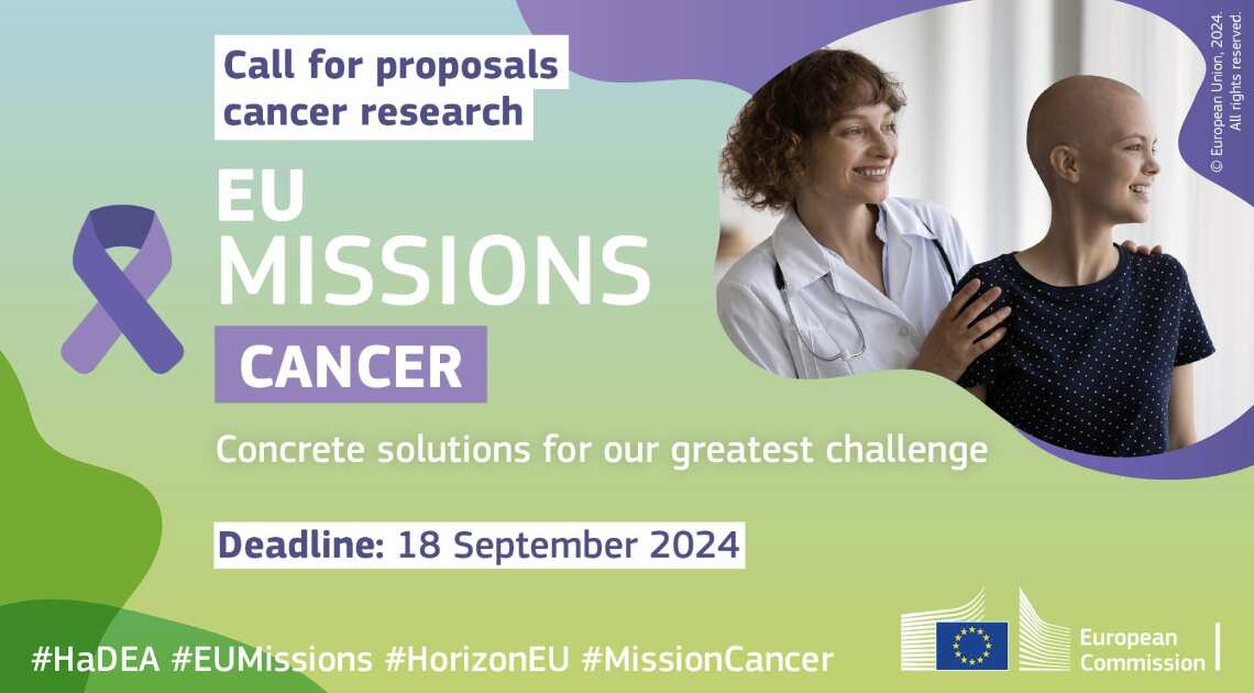 The banner of Horizon Europe's call for proposals in cancer research